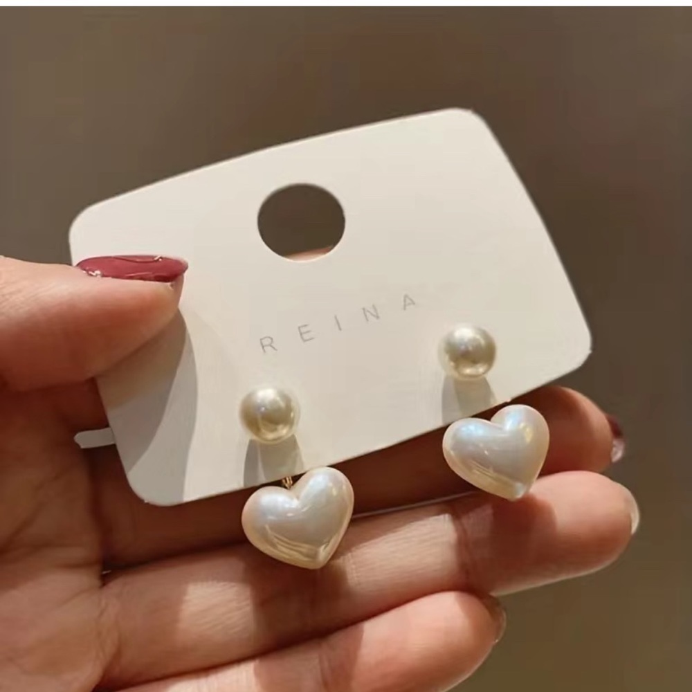SALE💚 any 3 for $18 💚
 Accessories-Heart Pearl Stud Pendant Earrings